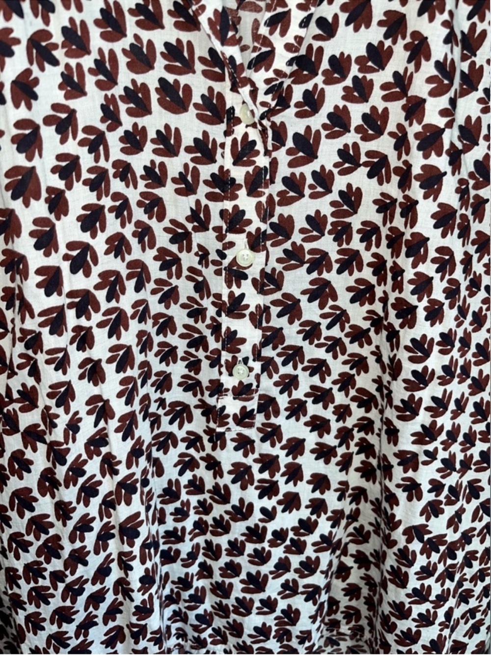 LOFT Softened Shirt Blouse Large Floral Button Front Lightweight Long Sleeve Top - Picture 3 of 5